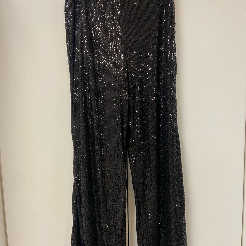 Truth by Republic Black Sequin Wide Leg Pants (Fully Lined)